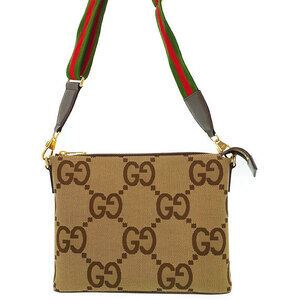 GUCCI Jumbo GG Web Stripe Messenger Crossbody Bag Brown